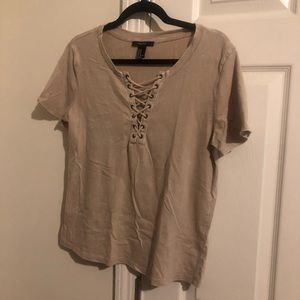 Lace up v neck t-shirt